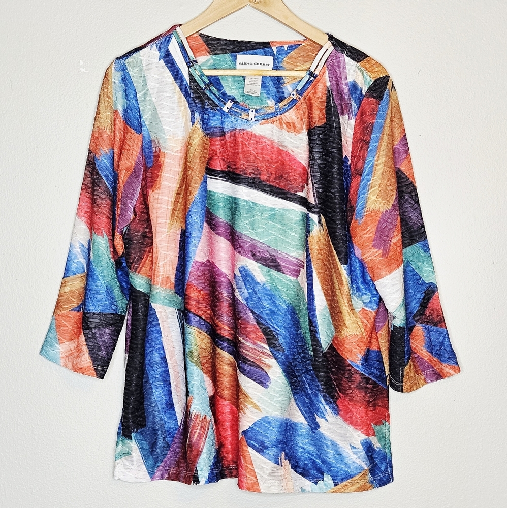 Alfred Dunner Abstract Multicolor Top Size Large